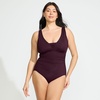 image:imageLands End Womens SlenderSuit Grecian Low Leg One Piece SwimsuitDark Wine