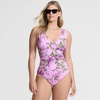 image:imageLands End Womens SlenderSuit Grecian Low Leg One Piece SwimsuitPinkWhite Blooms