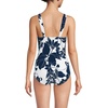 image:imageLands End Womens SlenderSuit Grecian Low Leg One Piece SwimsuitWhiteDeep Sea Navy Lilies