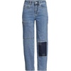 image:imageLands End Womens Soft Denim Mid Rise Relaxed Straight Crop JeansBeau Blue Patchwork
