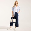 image:imageLands End Womens Sport Knit Pull On Drawstring Wide Leg Crop PantsRadiant Navy