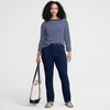 image:imageLands End Womens Starfish High Rise Knit Denim Straight JeansDark Indigo
