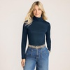 image:imageLands End Womens Supima Cotton Turtleneck  100 Supima Cotton Interlock Knit Fitted Side Vents Tagless Layering Petite and Plus SizesRadiant Navy