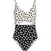 image:imageLands End Womens Wrap Monokini High Leg One Piece SwimsuitBlackEgret Mixed Tossed Dots