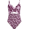 image:imageLands End Womens Wrap Monokini High Leg One Piece SwimsuitTropic FloralDark Wine Mix