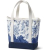 image:imageLands End Zip Top Canvas Tote Bag  100 Cotton Canvas Five Pockets Key Strap WaterResistant Base Stands Upright Beach Bag Travel Tote Grocery ToteBlue Vintage Floral