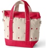 image:imageLands End Zip Top Canvas Tote Bag  100 Cotton Canvas Five Pockets Key Strap WaterResistant Base Stands Upright Beach Bag Travel Tote Grocery ToteEmbroidered Hearts