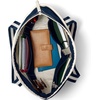 image:imageLands End Zip Top Canvas Tote Bag  100 Cotton Canvas Five Pockets Key Strap WaterResistant Base Stands Upright Beach Bag Travel Tote Grocery ToteNaturalNavy Stripe