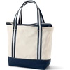 image:imageLands End Zip Top Canvas Tote Bag  100 Cotton Canvas Five Pockets Key Strap WaterResistant Base Stands Upright Beach Bag Travel Tote Grocery ToteNaturalNavy Stripe