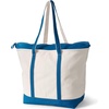 image:imageLands End Zip Top Canvas Tote Bag  100 Cotton Canvas Five Pockets Key Strap WaterResistant Base Stands Upright Beach Bag Travel Tote Grocery ToteNaturalBeacon Blue
