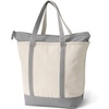 image:imageLands End Zip Top Canvas Tote Bag  100 Cotton Canvas Five Pockets Key Strap WaterResistant Base Stands Upright Beach Bag Travel Tote Grocery ToteNaturalSilver Graphite