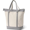 image:imageLands End Zip Top Canvas Tote Bag  100 Cotton Canvas Five Pockets Key Strap WaterResistant Base Stands Upright Beach Bag Travel Tote Grocery ToteNaturalSilver Graphite