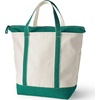 image:imageLands End Zip Top Canvas Tote Bag  100 Cotton Canvas Five Pockets Key Strap WaterResistant Base Stands Upright Beach Bag Travel Tote Grocery ToteNaturalBright Spruce