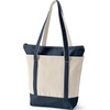 image:imageLands End Zip Top Canvas Tote Bag  100 Cotton Canvas Five Pockets Key Strap WaterResistant Base Stands Upright Beach Bag Travel Tote Grocery ToteNaturalRadiant Navy