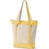 image:imageLands End Zip Top Canvas Tote Bag  100 Cotton Canvas Five Pockets Key Strap WaterResistant Base Stands Upright Beach Bag Travel Tote Grocery ToteNaturalGoldenrod