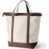 image:imageLands End Zip Top Canvas Tote Bag  100 Cotton Canvas Five Pockets Key Strap WaterResistant Base Stands Upright Beach Bag Travel Tote Grocery ToteNaturalBrown Root