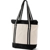 image:imageLands End Zip Top Canvas Tote Bag  100 Cotton Canvas Five Pockets Key Strap WaterResistant Base Stands Upright Beach Bag Travel Tote Grocery ToteNaturalBlackEgret Stripe
