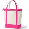 image:imageLands End Zip Top Canvas Tote Bag  100 Cotton Canvas Five Pockets Key Strap WaterResistant Base Stands Upright Beach Bag Travel Tote Grocery ToteNaturalHot Pink