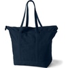 image:imageLands End Zip Top Canvas Tote Bag  100 Cotton Canvas Five Pockets Key Strap WaterResistant Base Stands Upright Beach Bag Travel Tote Grocery ToteRadiant Navy