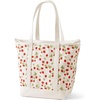 image:imageLands End Zip Top Canvas Tote Bag  100 Cotton Canvas Five Pockets Key Strap WaterResistant Base Stands Upright Beach Bag Travel Tote Grocery ToteRed StrawberryNatural