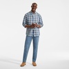 image:imageMens Traditional Fit No Iron Twill ShirtLight Indigo BlueYellow Plaid