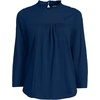 image:imageWomens 34 Sleeve Cotton Slub Lace Trim TopDeep Sea Navy