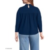 image:imageWomens 34 Sleeve Cotton Slub Lace Trim TopDeep Sea Navy