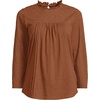 image:imageWomens 34 Sleeve Cotton Slub Lace Trim TopRich Ginger Brown