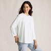 image:imageWomens 34 Sleeve Cotton Slub Lace Trim TopWhite