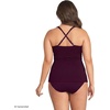 image:imageWomens Chlorine Resistant Plunge XBack Tankini Swimsuit TopDark Wine