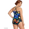 image:imageWomens Chlorine Resistant Plunge XBack Tankini Swimsuit TopNavyExploded Poppy Floral