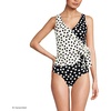 image:imageWomens Chlorine Resistant Side Tie VNeck Tankini Swimsuit TopBlackEgret Mixed Tossed Dots