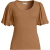 image:imageWomens Drapey Rib Puff Sleeve Scoop Neck TopCanyon Camel