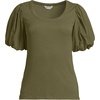 image:imageWomens Drapey Rib Puff Sleeve Scoop Neck TopOlive Drab