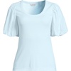 image:imageWomens Drapey Rib Puff Sleeve Scoop Neck TopSoft Ice Blue
