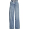 image:imageWomens Lightweight Denim High Rise Relaxed Straight Pull On Pocket JeansLake Blue Wash