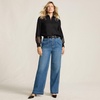 image:imageWomens Petite Soft Denim High Rise Wide Leg Top Stitch TrousersIndigo Tide Blue