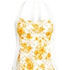 image:imageWomens Seamed Halter Tankini TopYellow Mosaic FloralWhite