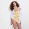 image:imageWomens Seamed Halter Tankini TopYellow Mosaic FloralWhite