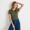 image:imageWomens Short Sleeve Tugless Double Layer Crew Neck Knit TopVintage Pine Green