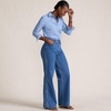 image:imageWomens Tencel Fiber High Rise Wide Leg PantsLaguna Blue With Braided Seam