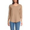 image:imageLands End Womens 34 Sleeve Lightweight Jersey UNeck TunicCanyon Camel Thin Stripe