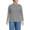 image:imageLands End Womens Cotton Mock Turtleneck  Soft Cotton Knit Rib Trim With Spandex MidHip Length Relaxed Fit Layering Petite and Plus SizesBlack Even Stripe