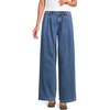 image:imageLands End Womens Lightweight Denim Mid Rise Pleated Slouchy JeansCanal Blue Wash