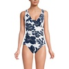 image:imageLands End Womens SlenderSuit Grecian Low Leg One Piece SwimsuitWhiteDeep Sea Navy Lilies