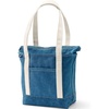 image:imageLands End Zip Top Canvas Tote Bag  100 Cotton Canvas Five Pockets Key Strap WaterResistant Base Stands Upright Beach Bag Travel Tote Grocery ToteDenim Blue