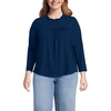 image:imageWomens 34 Sleeve Cotton Slub Lace Trim TopDeep Sea Navy