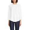 image:imageWomens 34 Sleeve Cotton Slub Lace Trim TopWhite