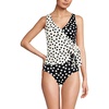 image:imageWomens Chlorine Resistant Side Tie VNeck Tankini Swimsuit TopBlackEgret Mixed Tossed Dots