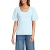 image:imageWomens Drapey Rib Puff Sleeve Scoop Neck TopSoft Ice Blue